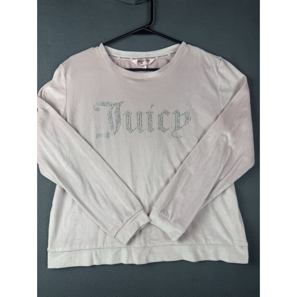 NWOT Juicy Couture Pink Velour Sleepwear Lounge Top Women’s Size L Jeweled